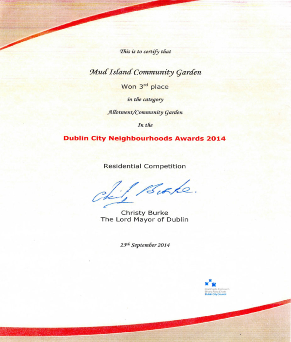 3rd place Allotment Award DC Neighbourhood Awards 2014